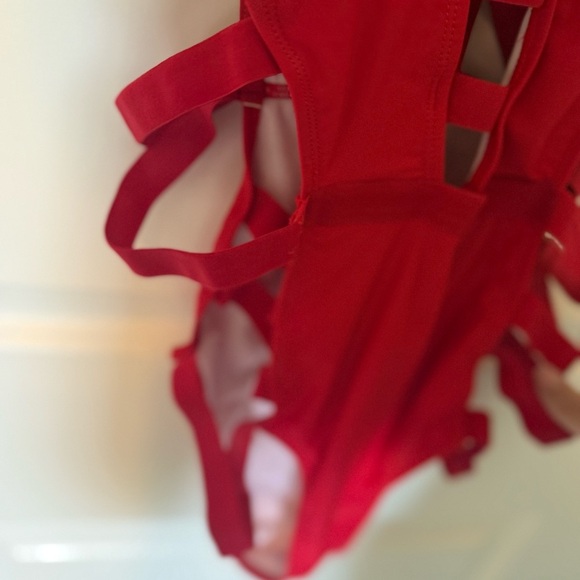 Red Strappy One-Piece Swimsuit - Picture 7 of 8